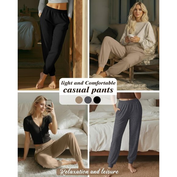 3 Pack Women's Lounge Joggers Loose Yoga Pants with Pockets High Waisted Sweatpa - Picture 2 of 6